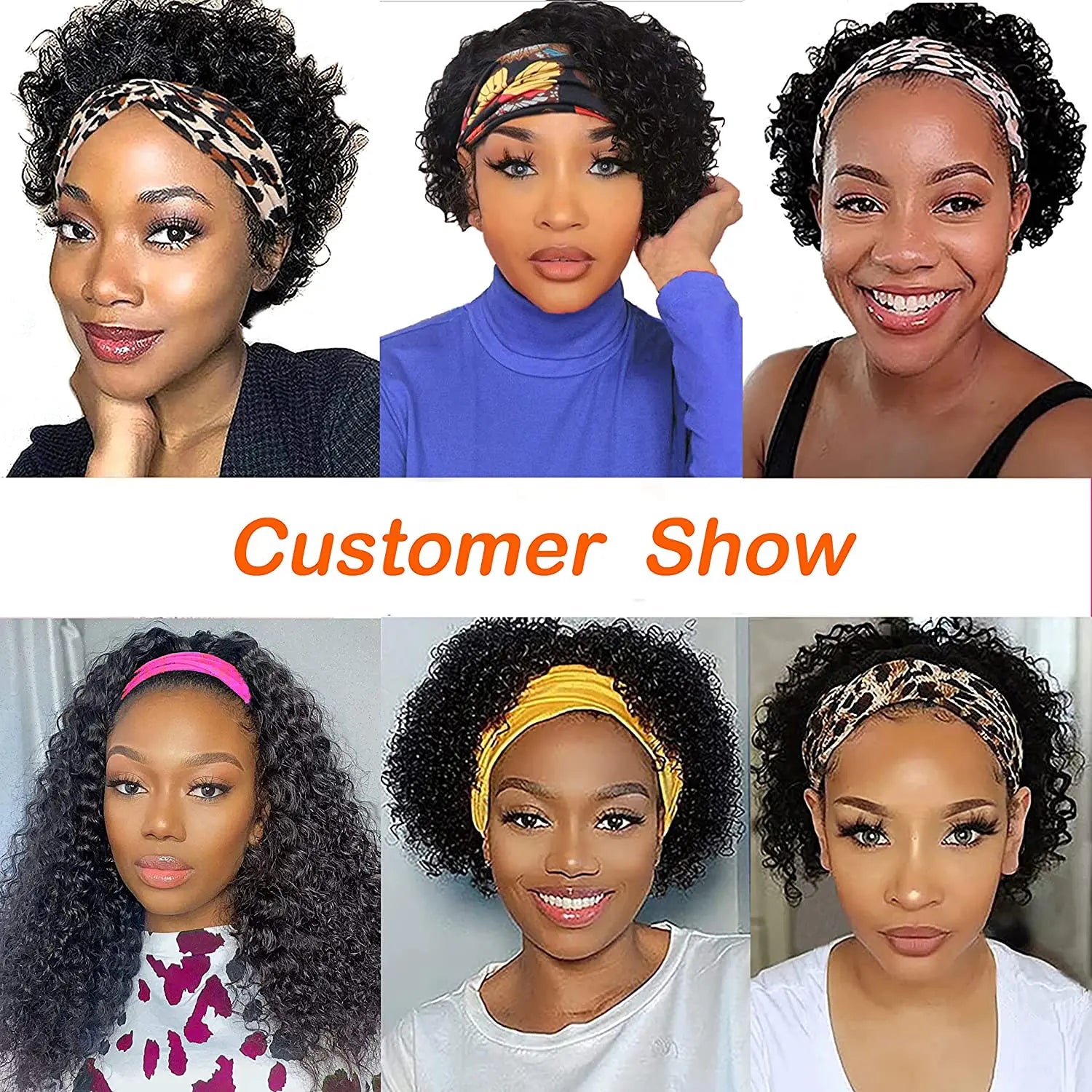 Kinky Curly Headband Bob Wig