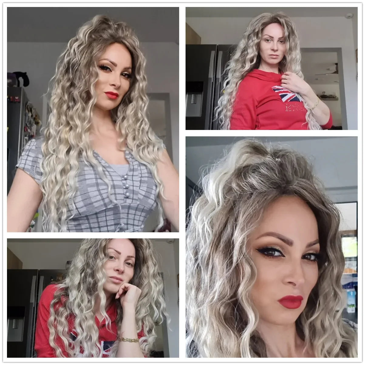 Long Ash Blonde Curly Wig