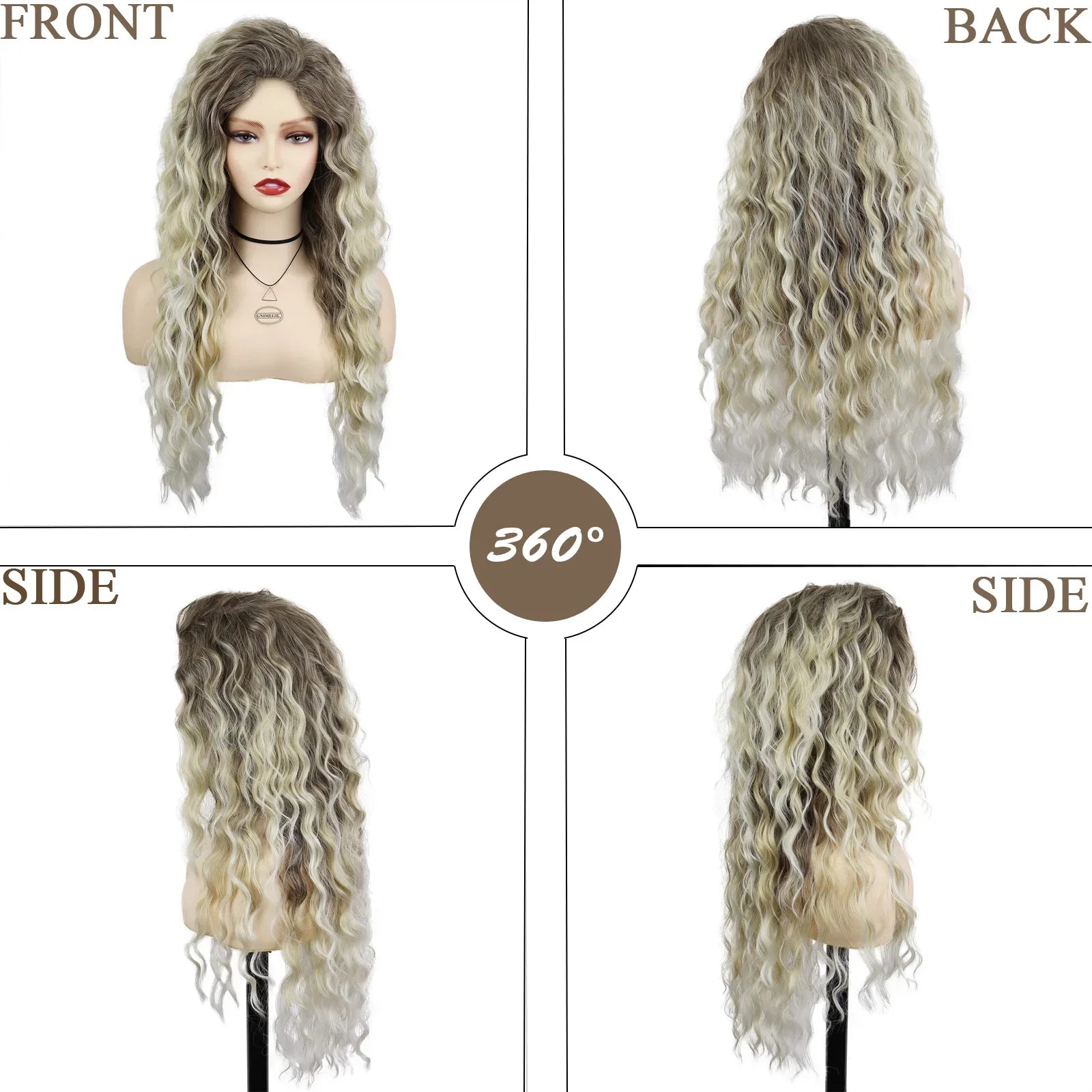 Long Ash Blonde Curly Wig