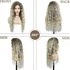 Long Ash Blonde Curly Wig