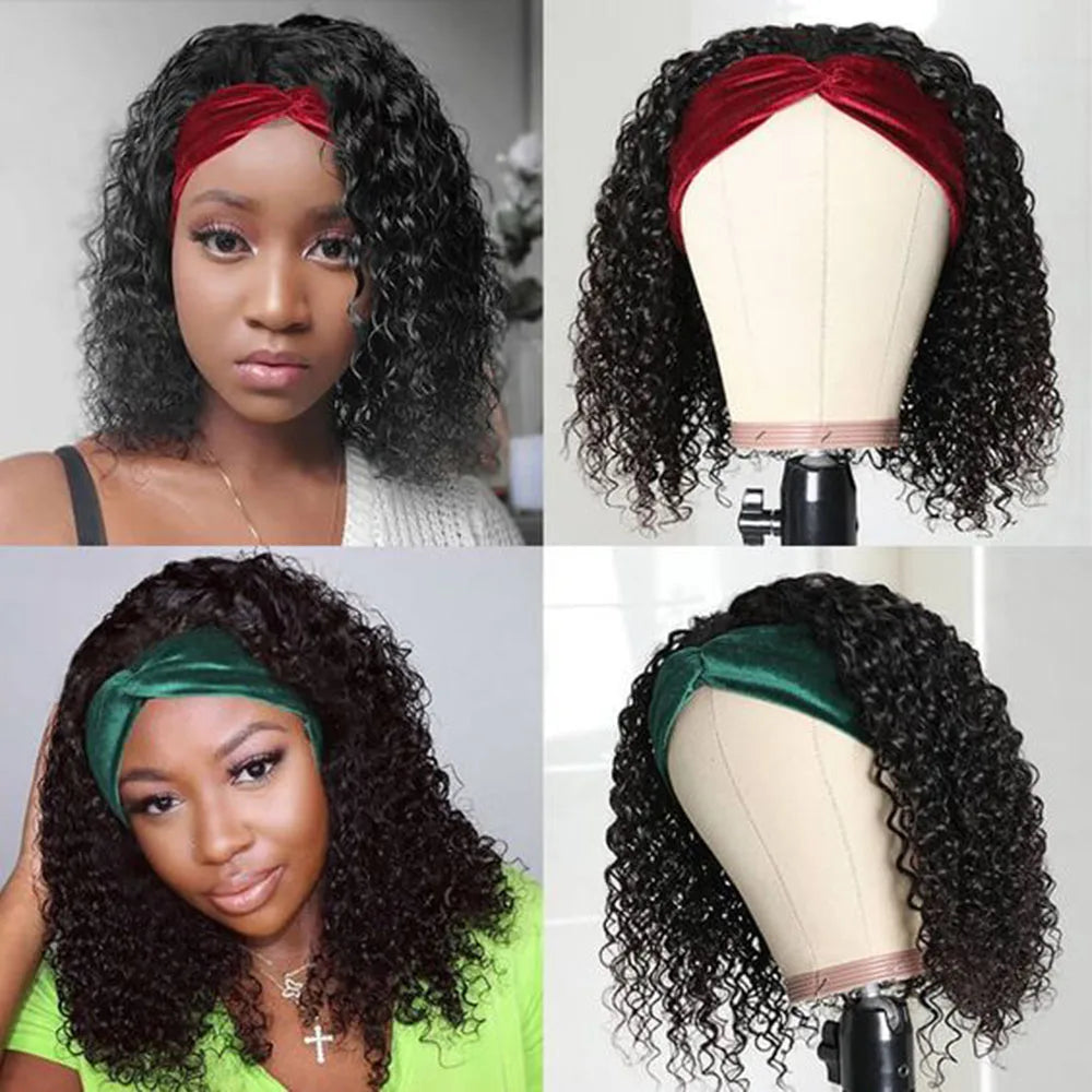 Curly Short Bob Headband Wig