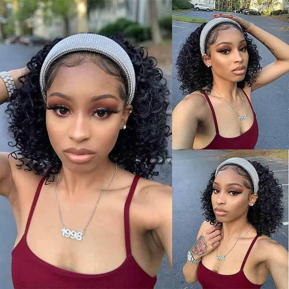 Curly Short Bob Headband Wig